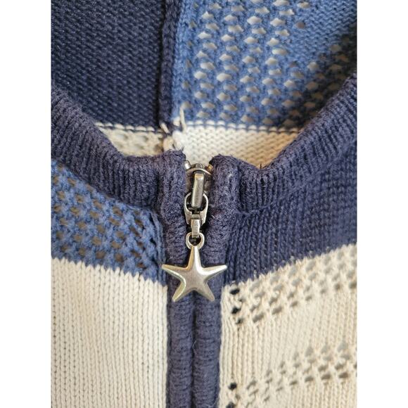 Christopher Banks Y2k Zip Cardigan Sweater Blue Yellow Crochet Colorblock Large - Picture 6 of 10